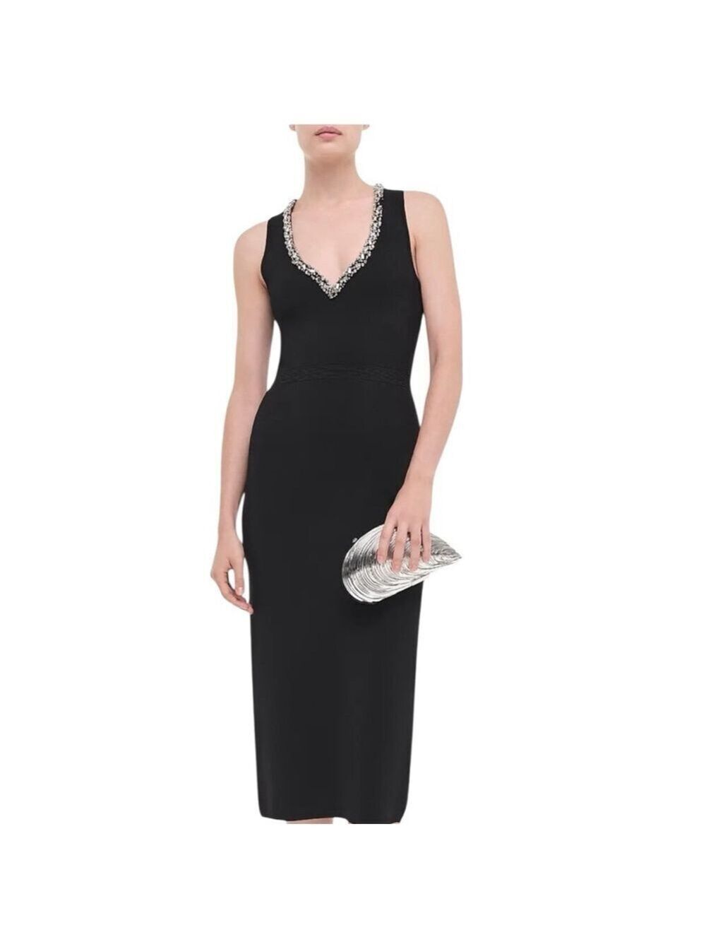 Simkhai Khari Black Embellished Midi Dress Size Medium